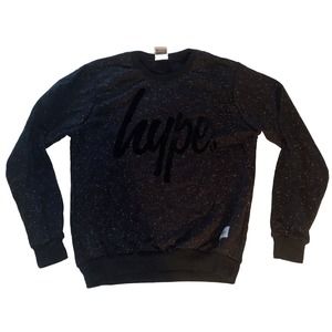 Hype Sweatshirt Medium Black Speckled Mens‎ Regular Fit Round Neck Plain